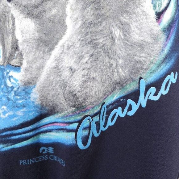 Vintage Alaska Polar Bears Sweatshirt Mens Size Medium Blue 90s Princess Cruises - Picture 3 of 7